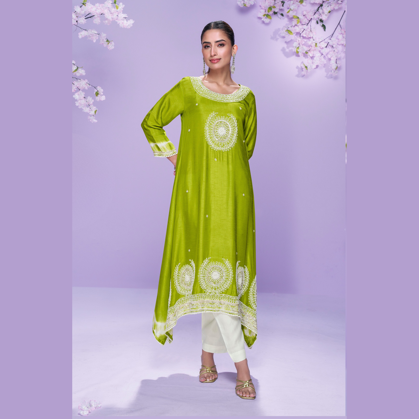 Sitara-E-Neem Kurta with White Pant