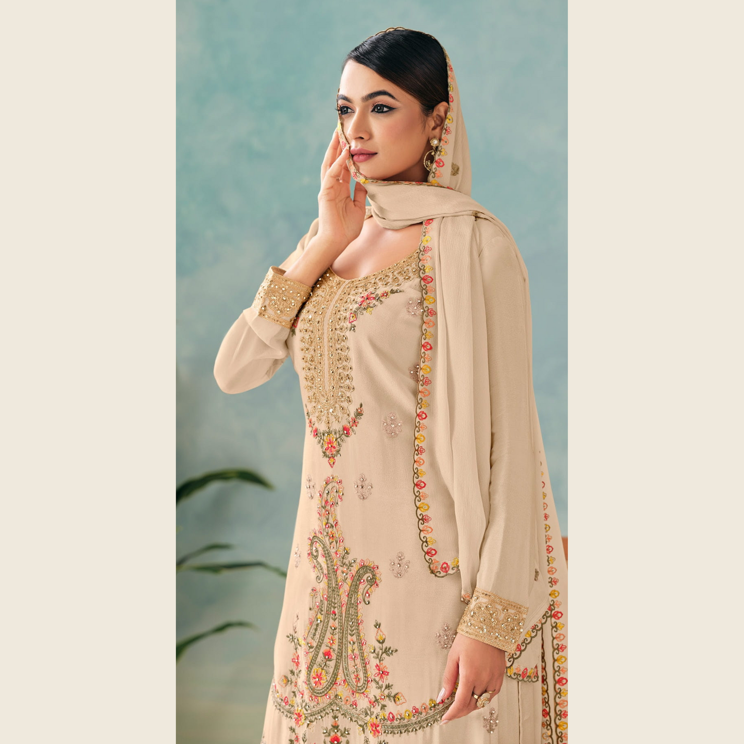 Rangrez Raag Angrakha Style Kurta with Palazzo
