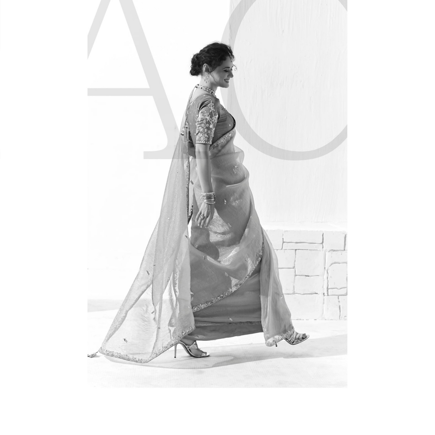 Yellow Runway Organza Tissue Saree with Heavy Embroidered Border – Designer Party Wear