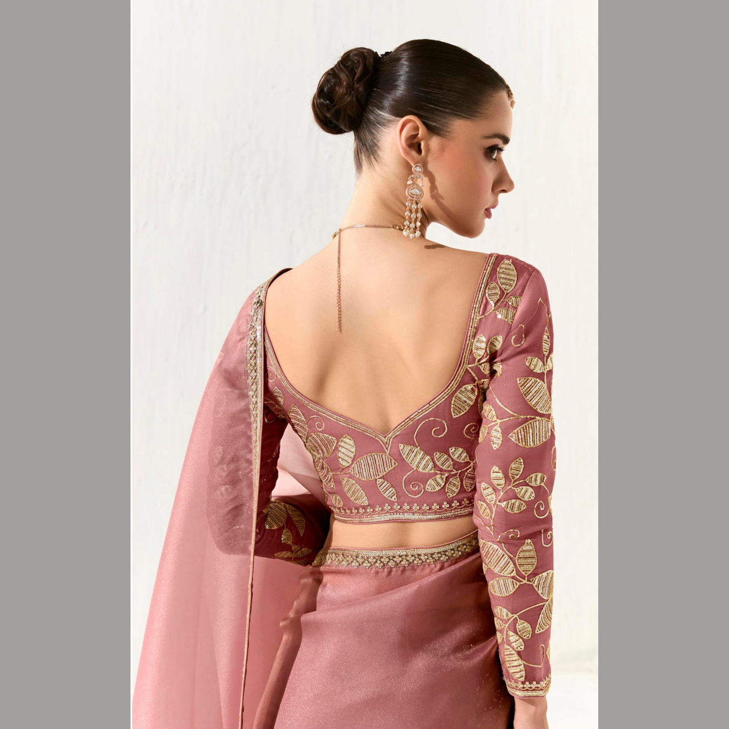 Deep teal with gold Runway Organza Tissue Saree with Heavy Embroidered Border