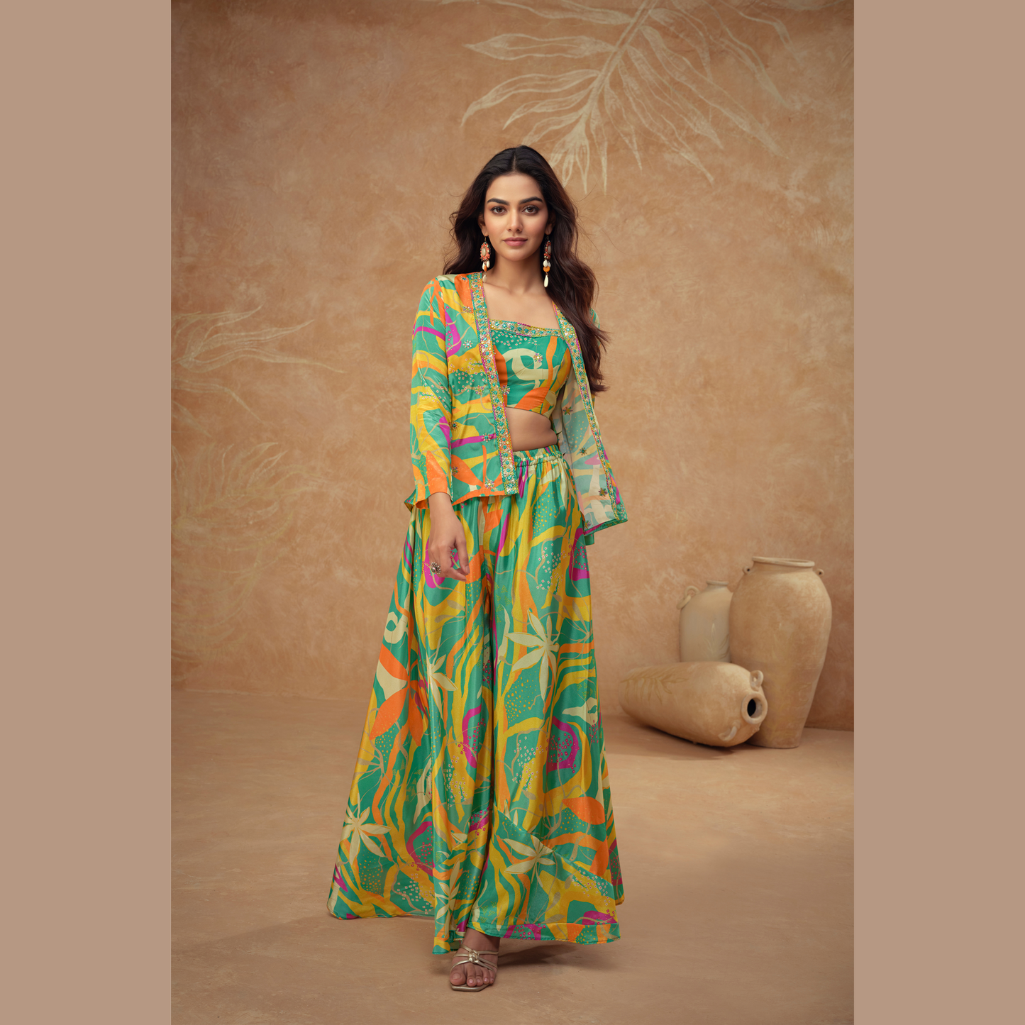 Rang-E-Vasanti Printed Co-ord Set with Cape Jacket