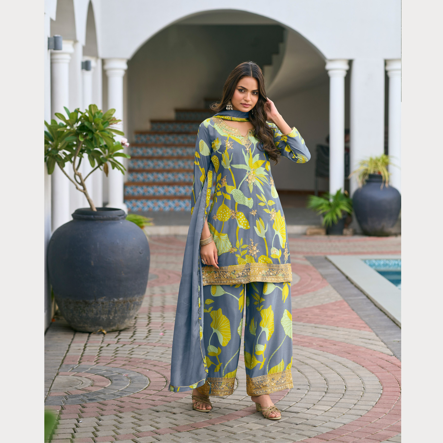 Gulmohar Grey Suit Set