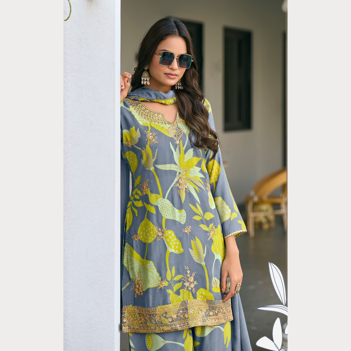 Gulmohar Grey Suit Set
