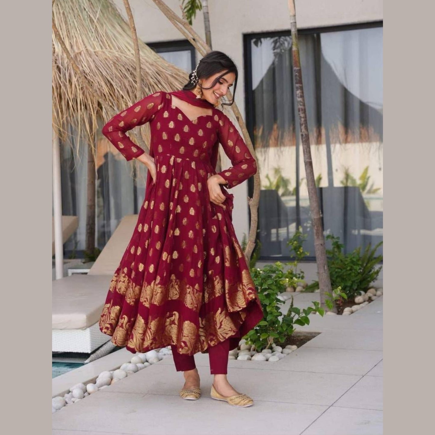 Gulnar Maroon Regal Anarkali Set