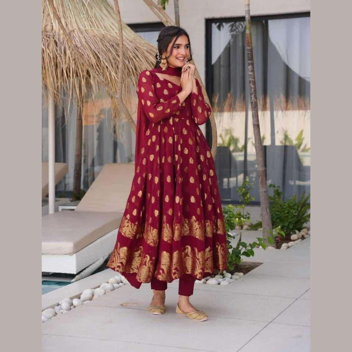 Gulnar Maroon Regal Anarkali Set