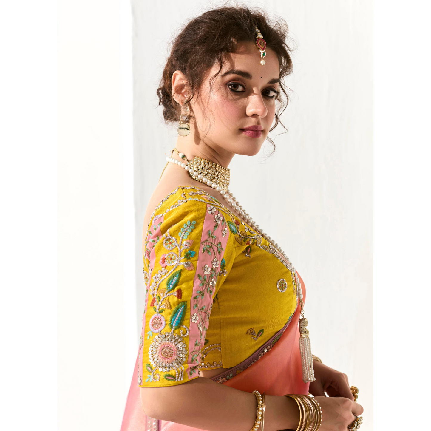 light purple Runway Organza Tissue Saree with Heavy Embroidered Border