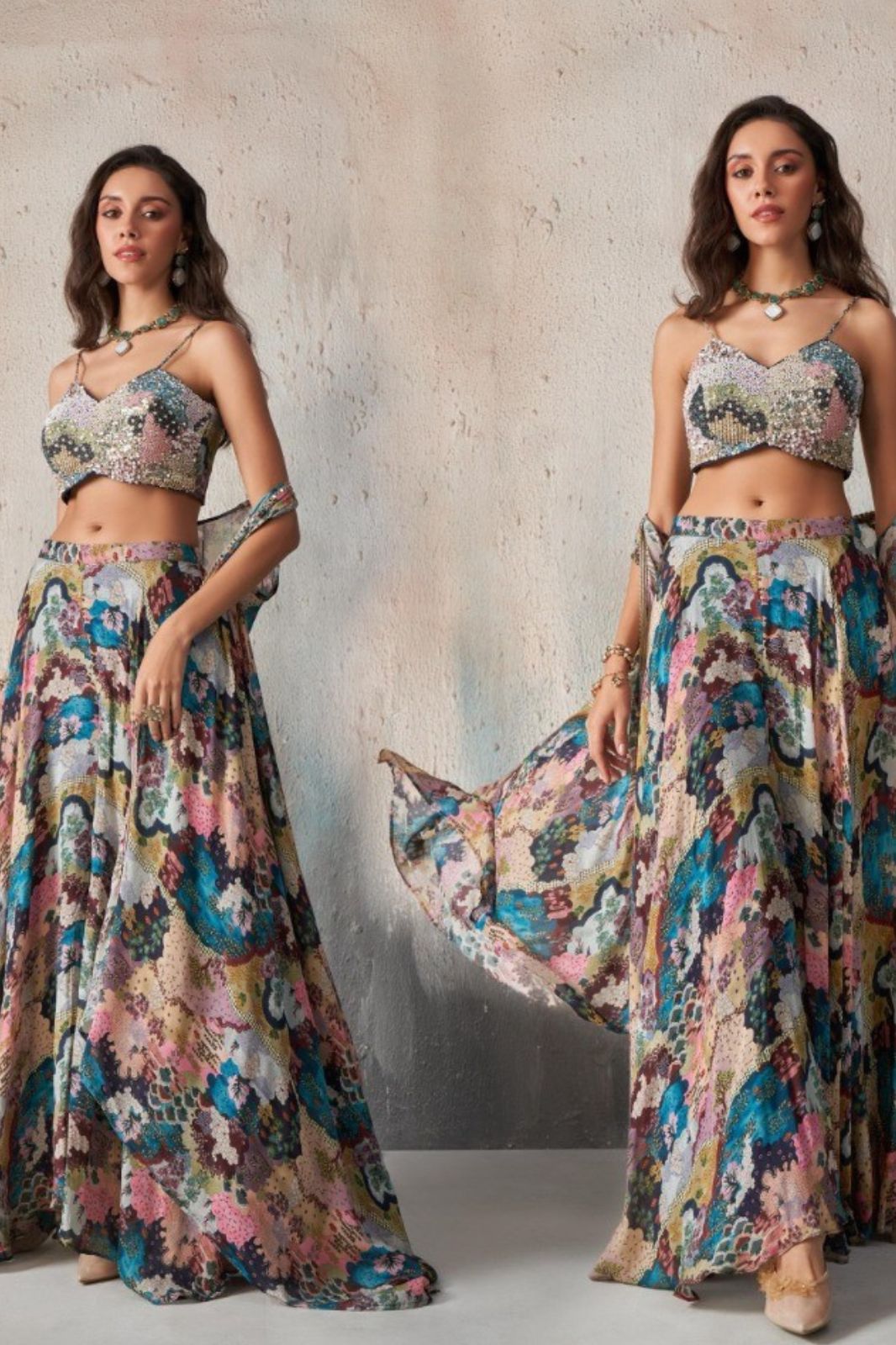 Midnight Bloom Floral Lehenga Set