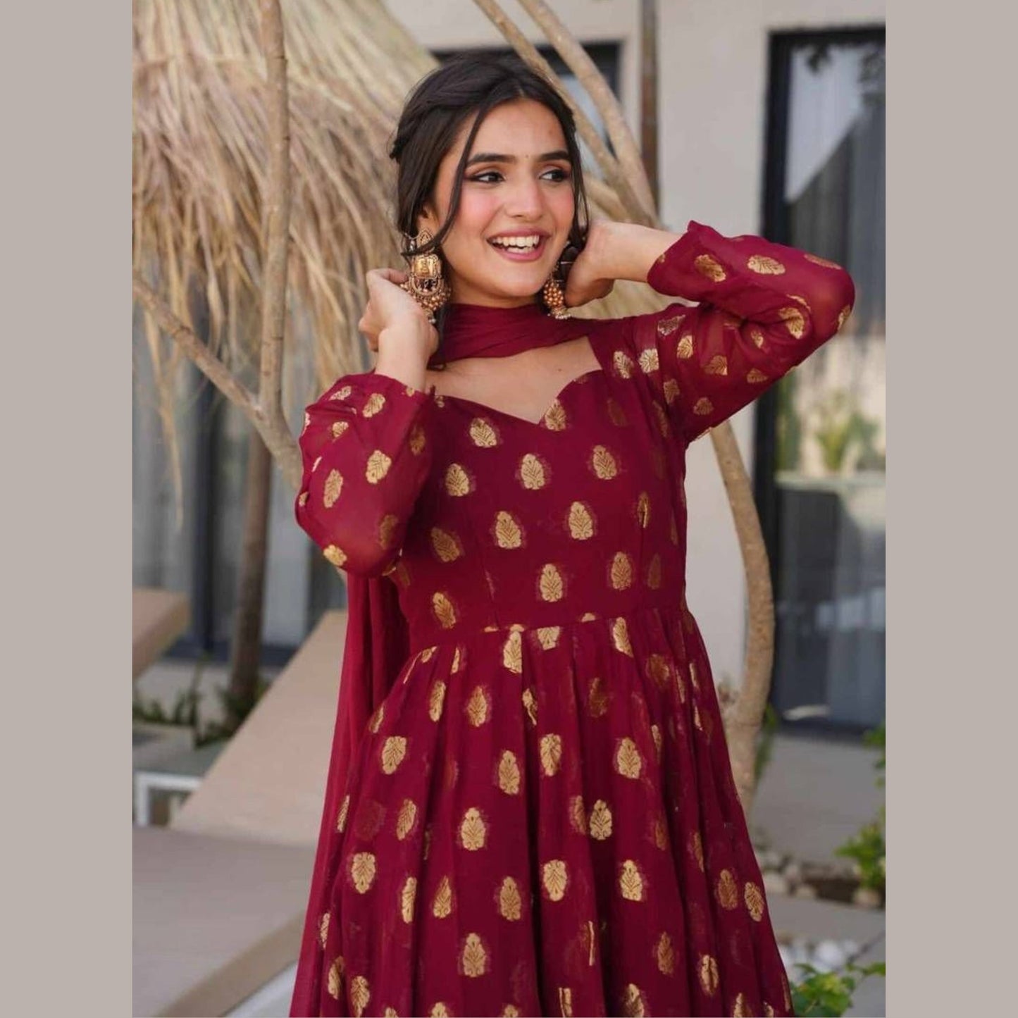 Gulnar Maroon Regal Anarkali Set