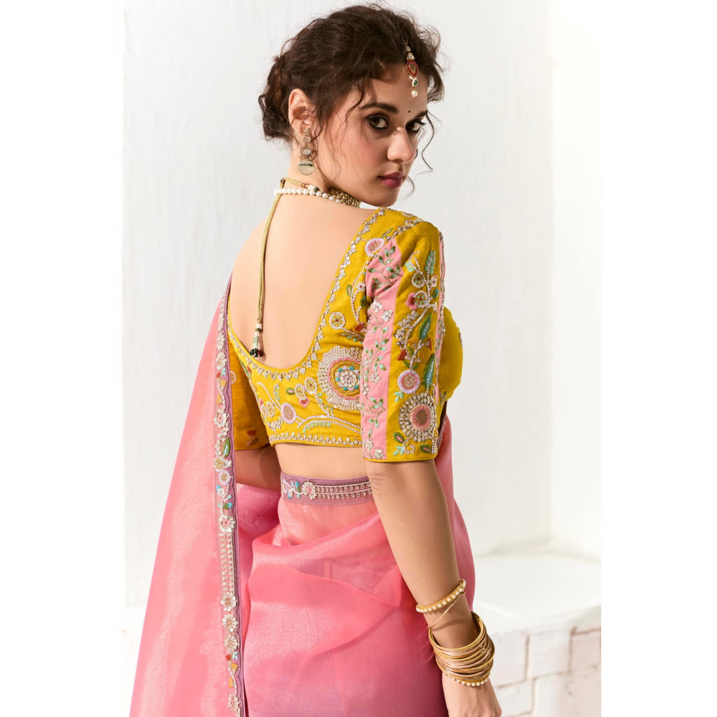 light purple Runway Organza Tissue Saree with Heavy Embroidered Border