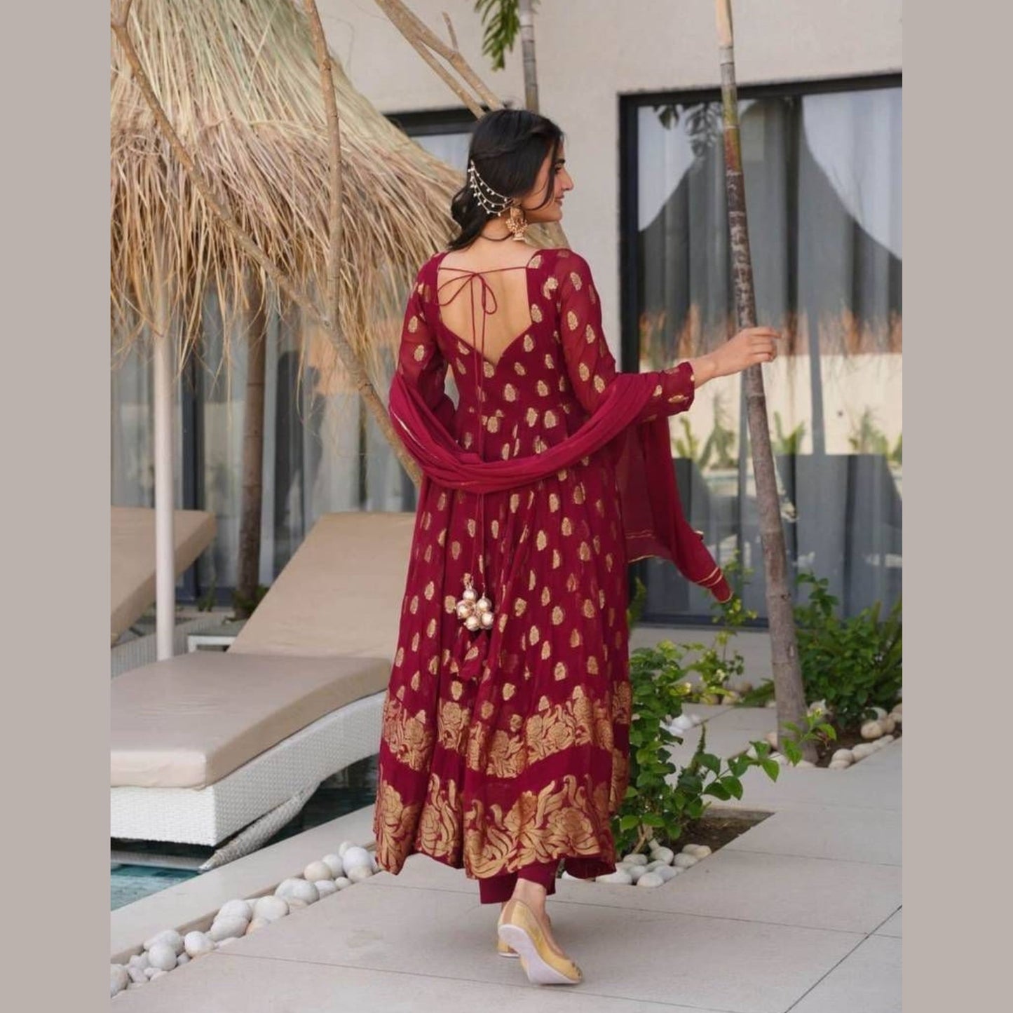 Gulnar Maroon Regal Anarkali Set
