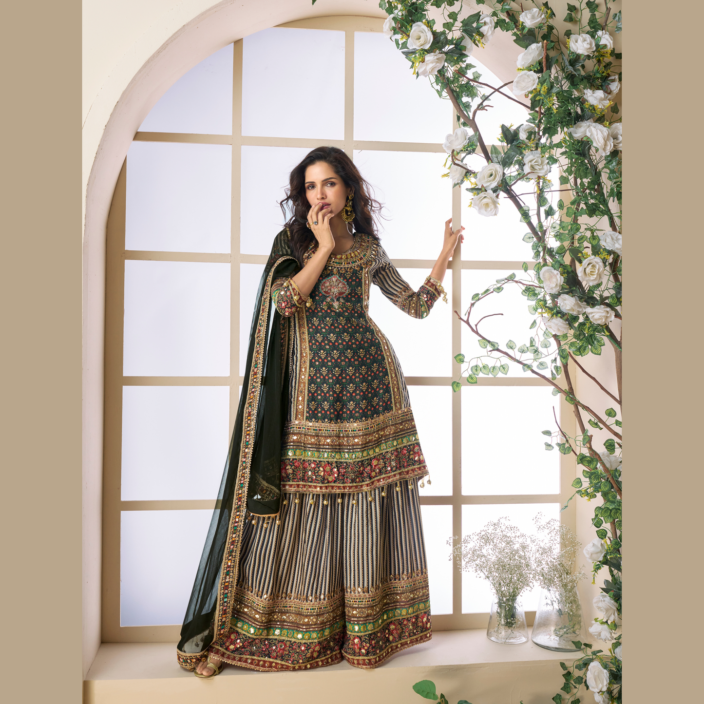 Falak Sharara Silk Suit Sets