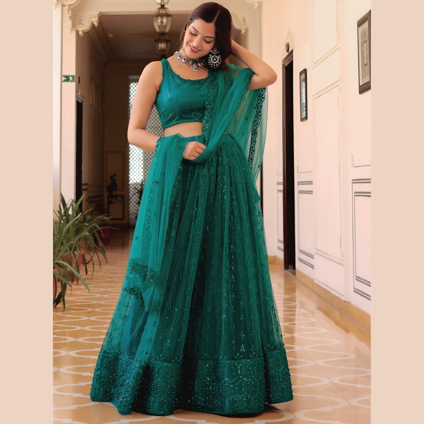 Emerald Dream Sequin Lehenga