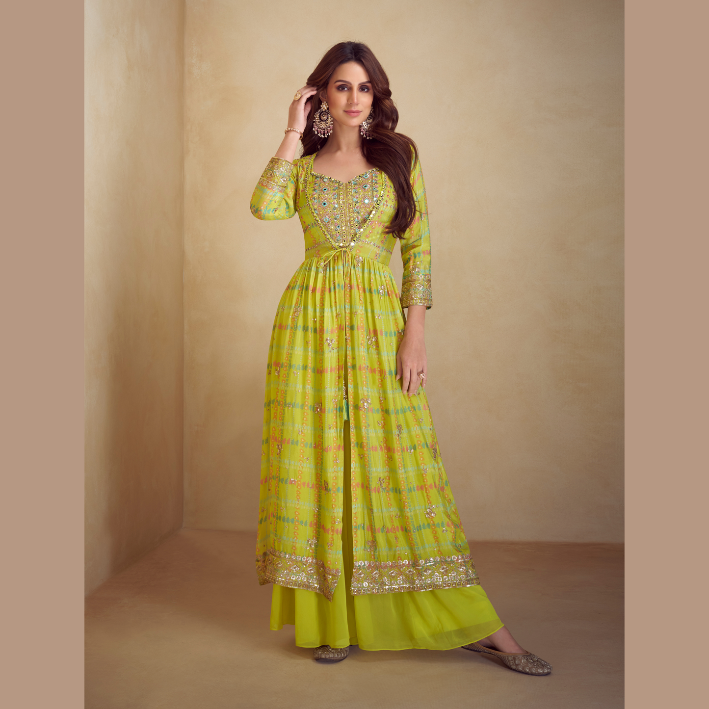 Sitara-E-Noor Mirror Embroidered Anarkali with Inner Palazzo