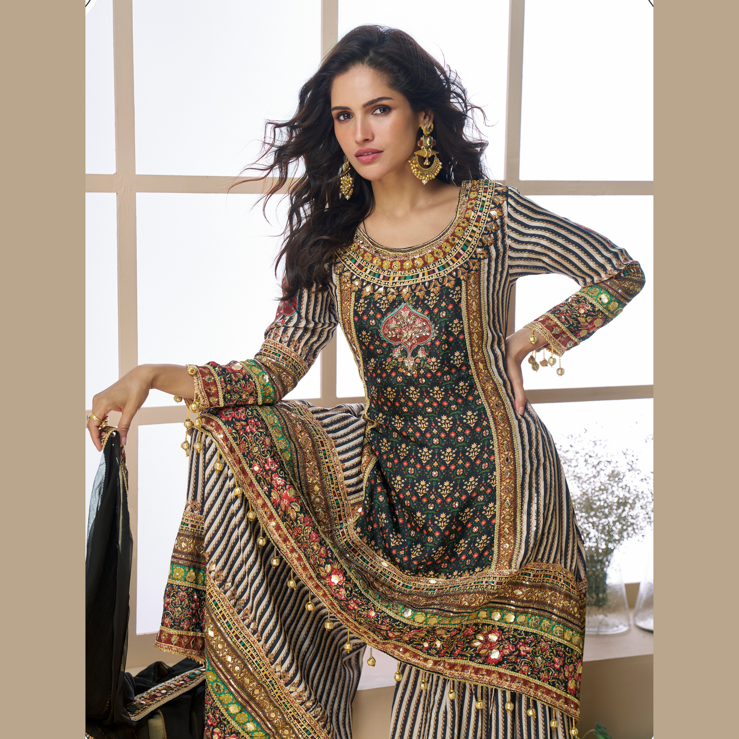 Falak Sharara Silk Suit Sets