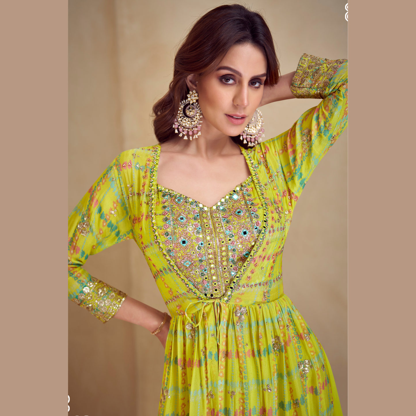 Sitara-E-Noor Mirror Embroidered Anarkali with Inner Palazzo
