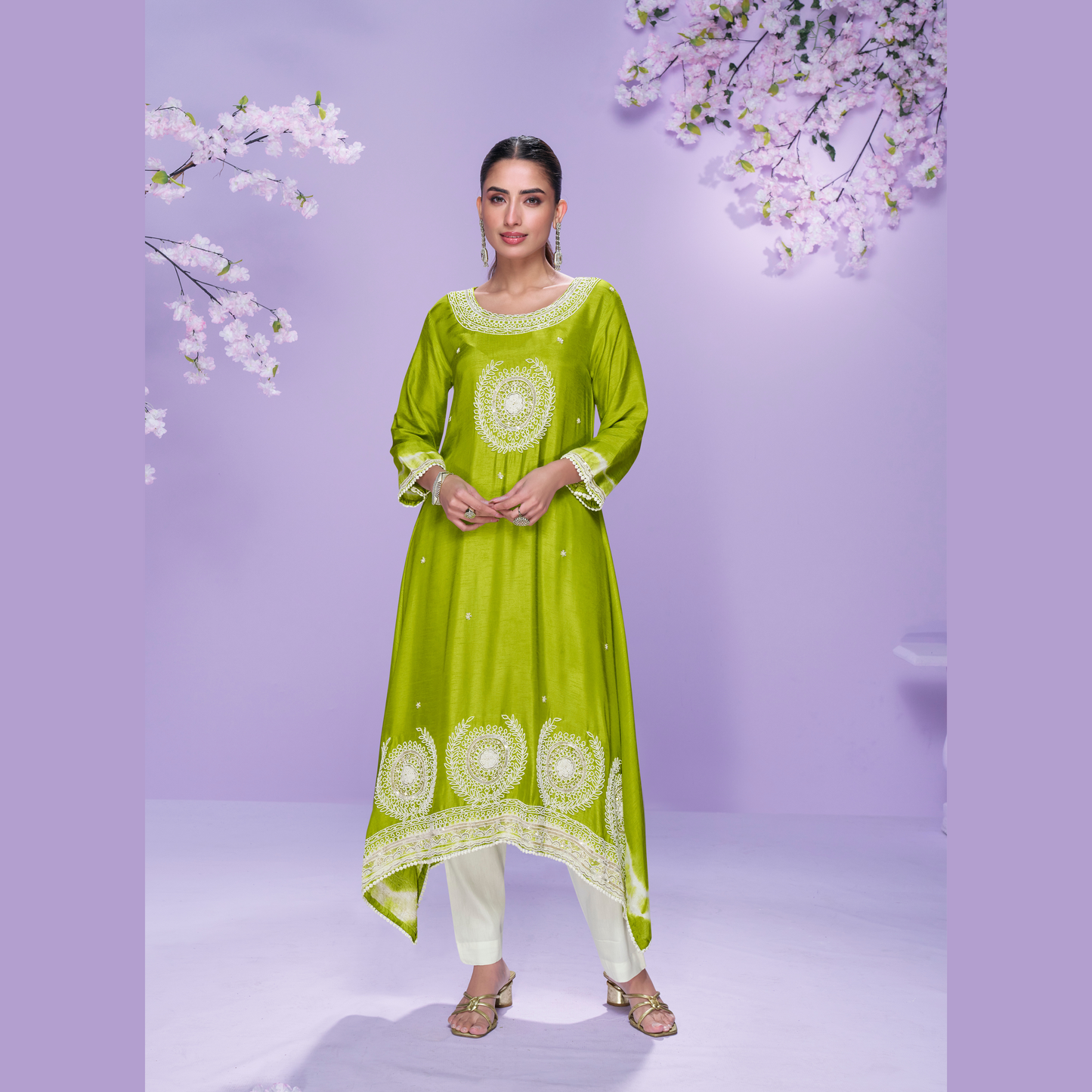 Sitara-E-Neem Kurta with White Pant