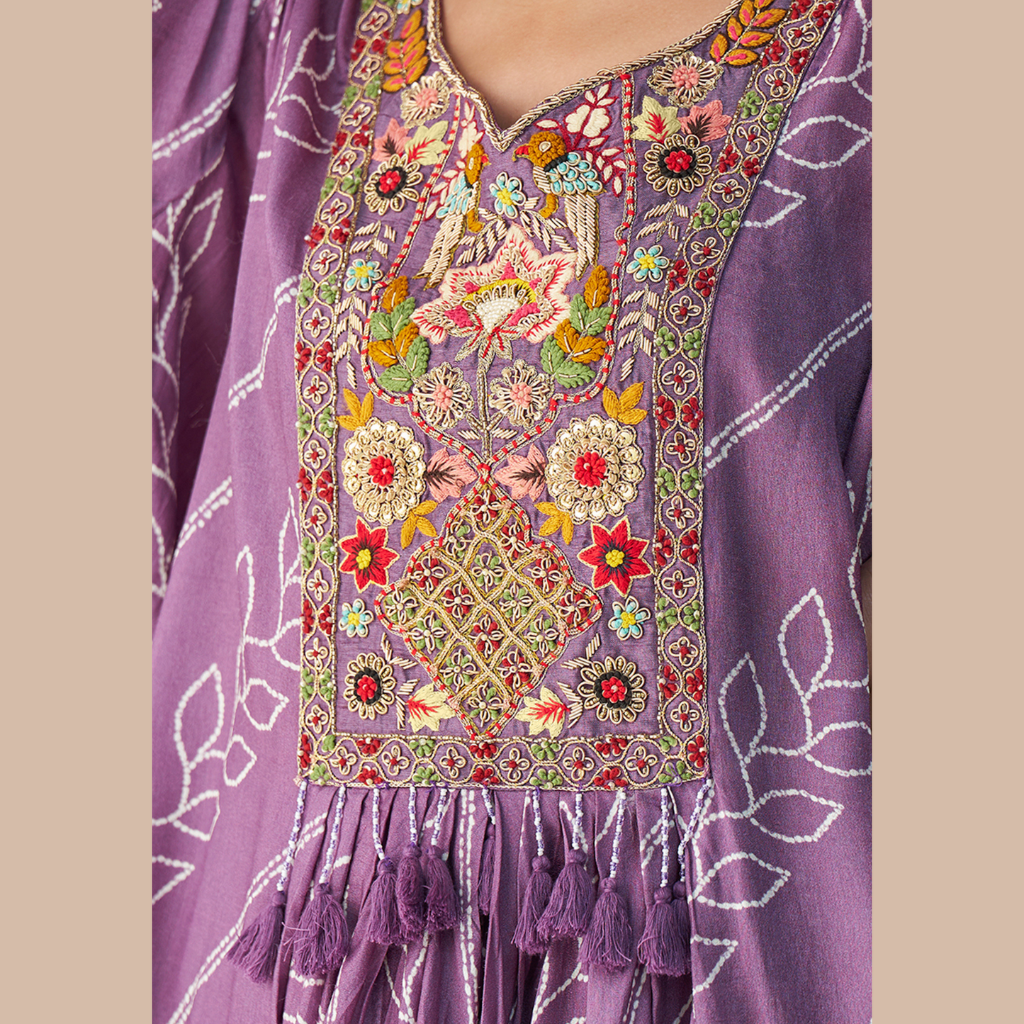 Lavender Leher Kurta with Palazzo set