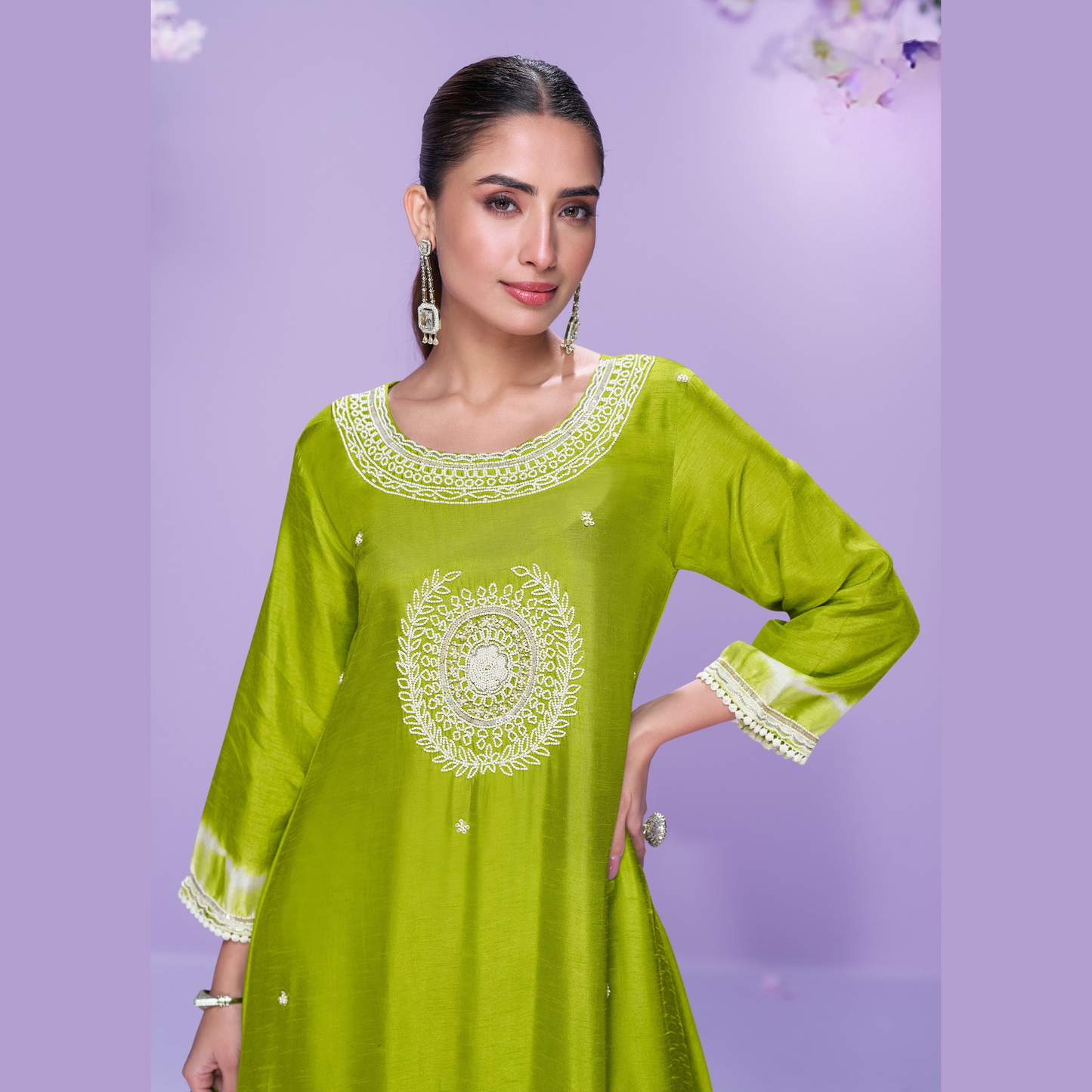 Sitara-E-Neem Kurta with White Pant