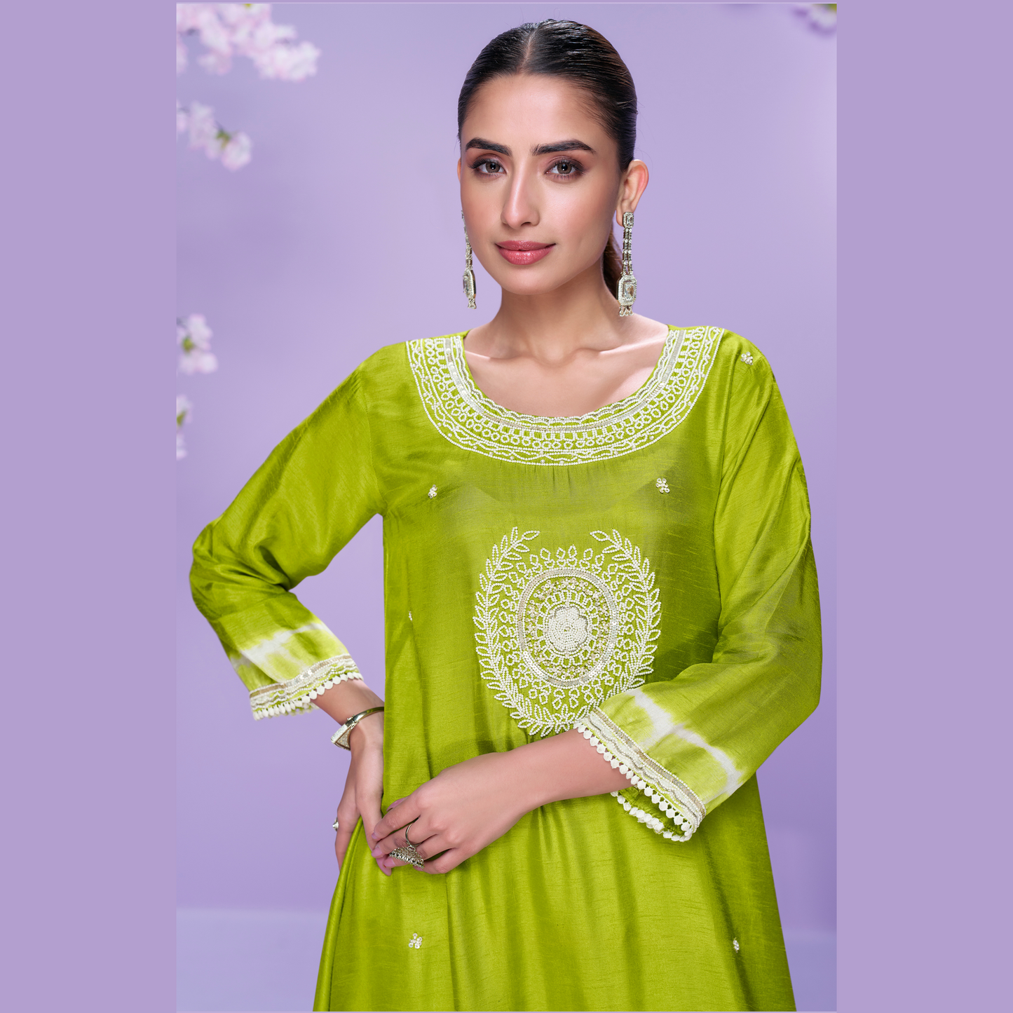 Sitara-E-Neem Kurta with White Pant