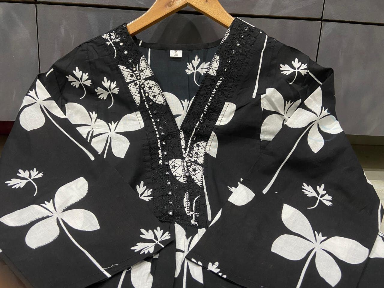 Cotton Charm Printed Kurti with Pocket & Embroidered