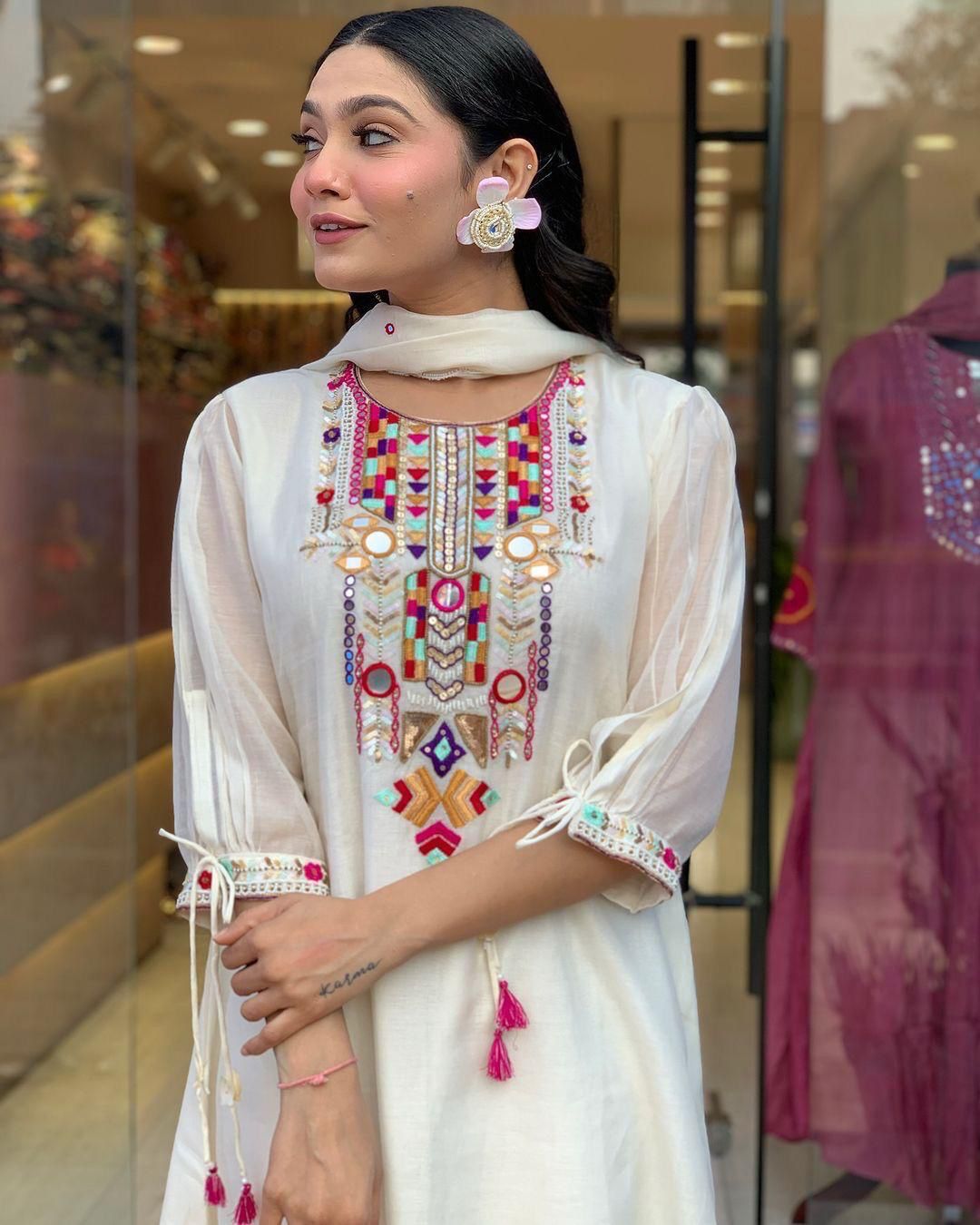 Mirror Bloom Premium Chanderi