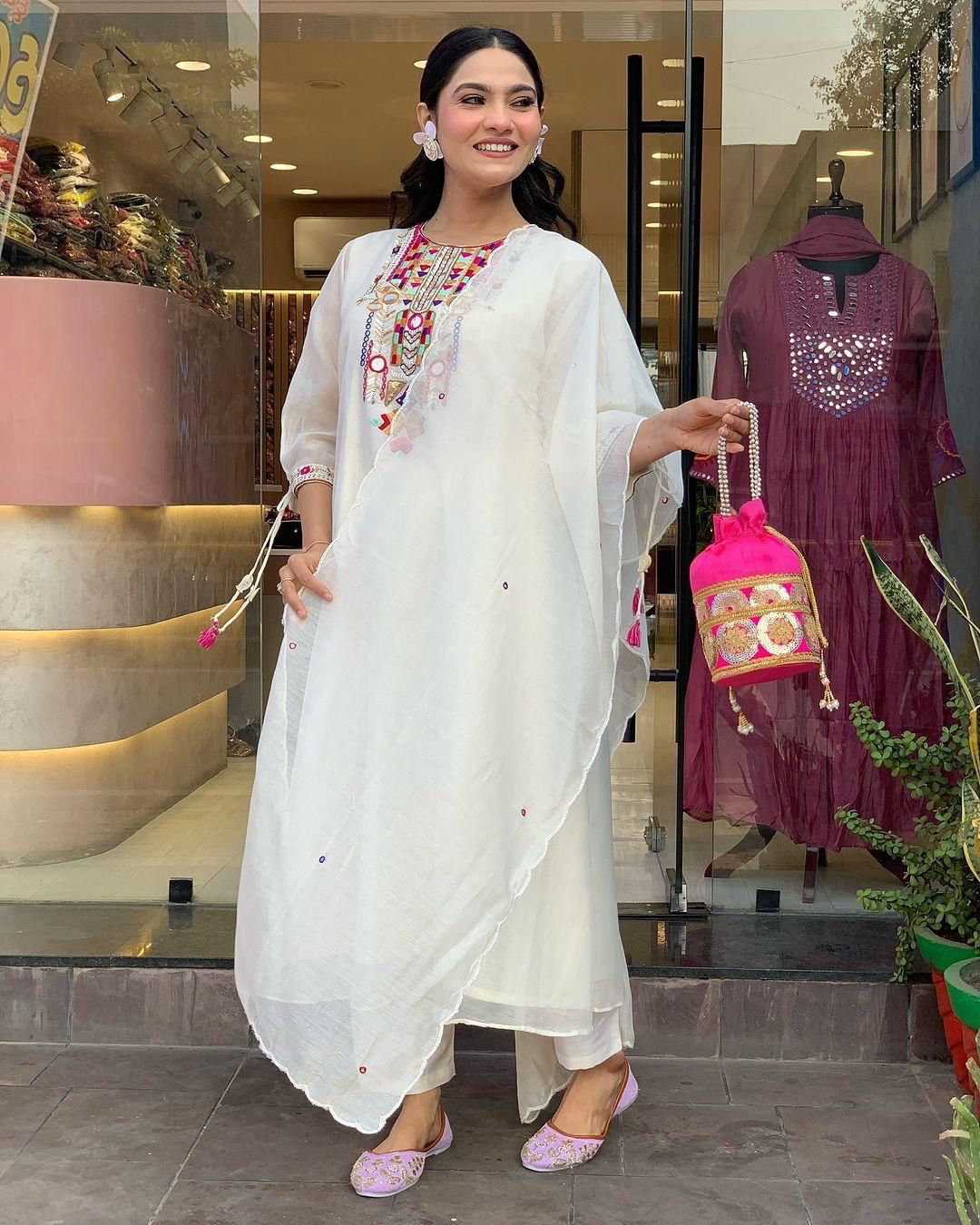 Mirror Bloom Premium Chanderi