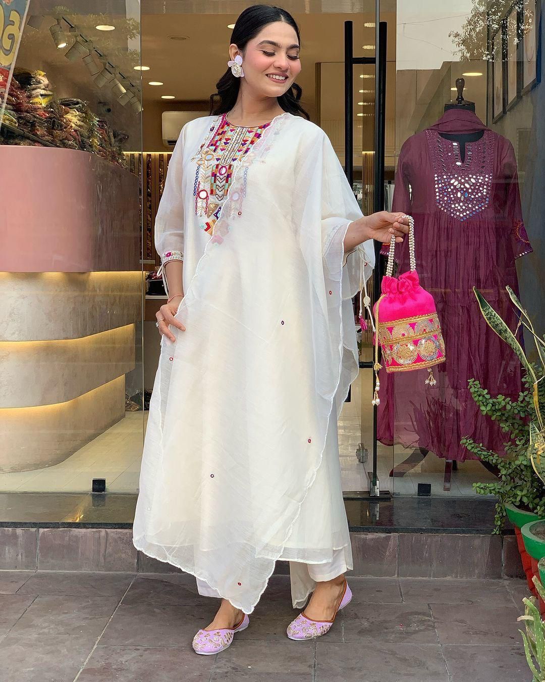 Mirror Bloom Premium Chanderi