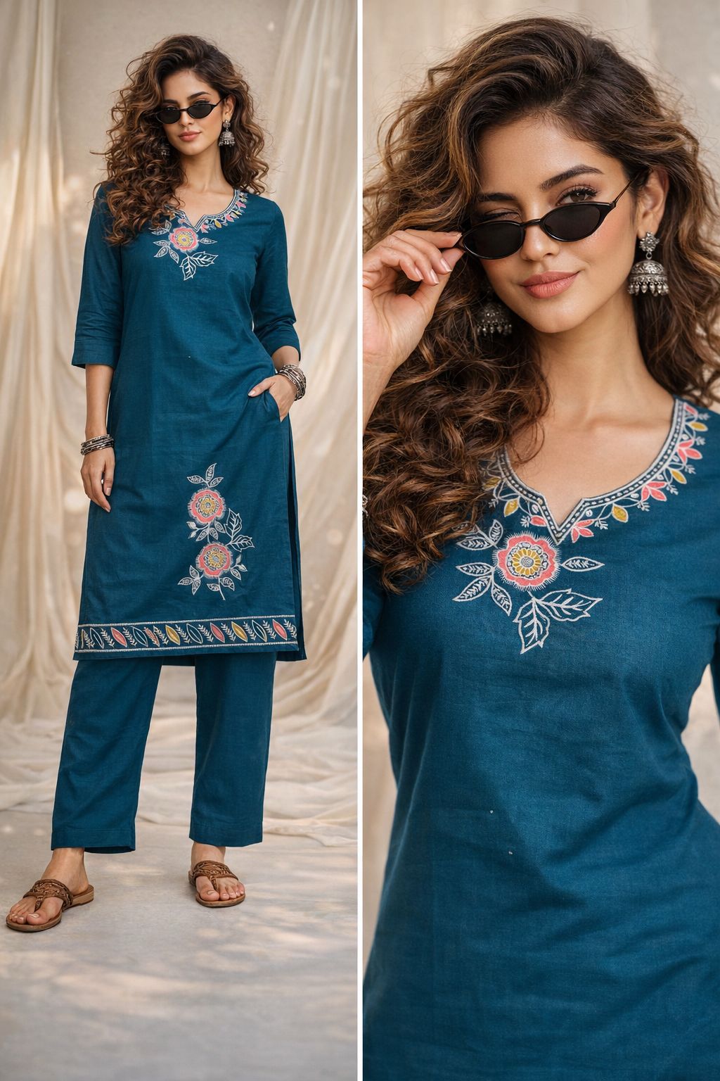 Gulnaar Cotton Embroidered Co-ord Set