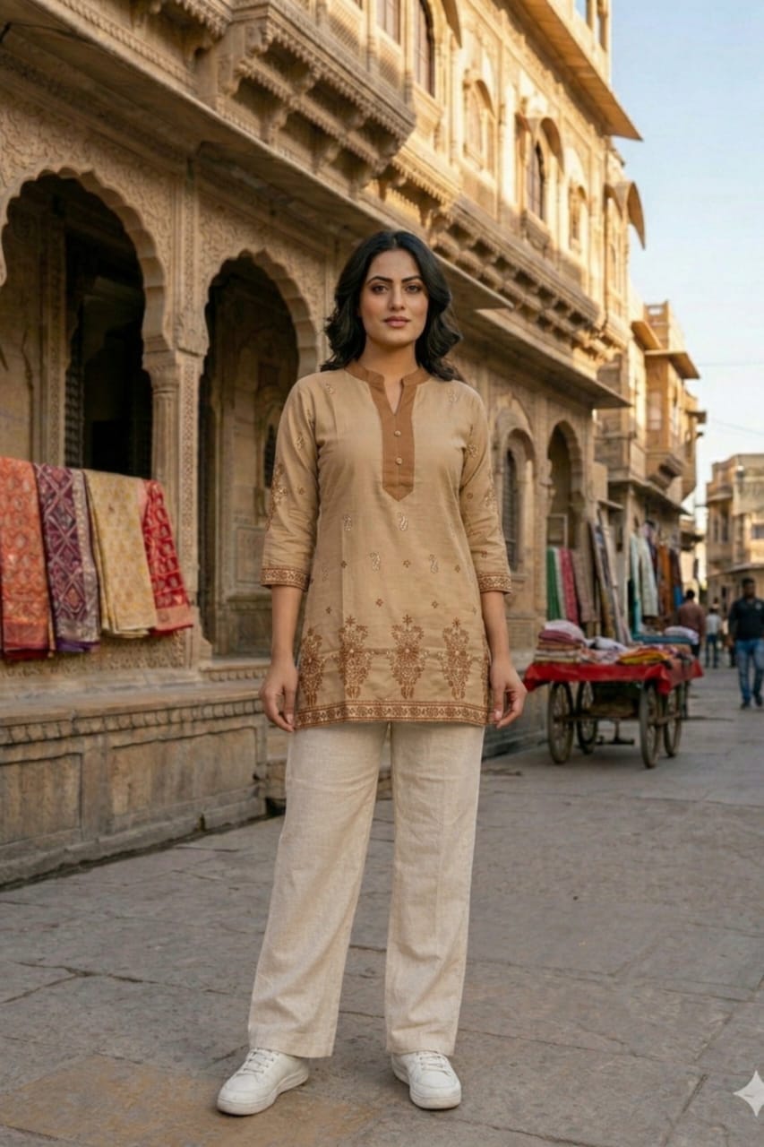 Elegant Ease Cambric Embroidered Top