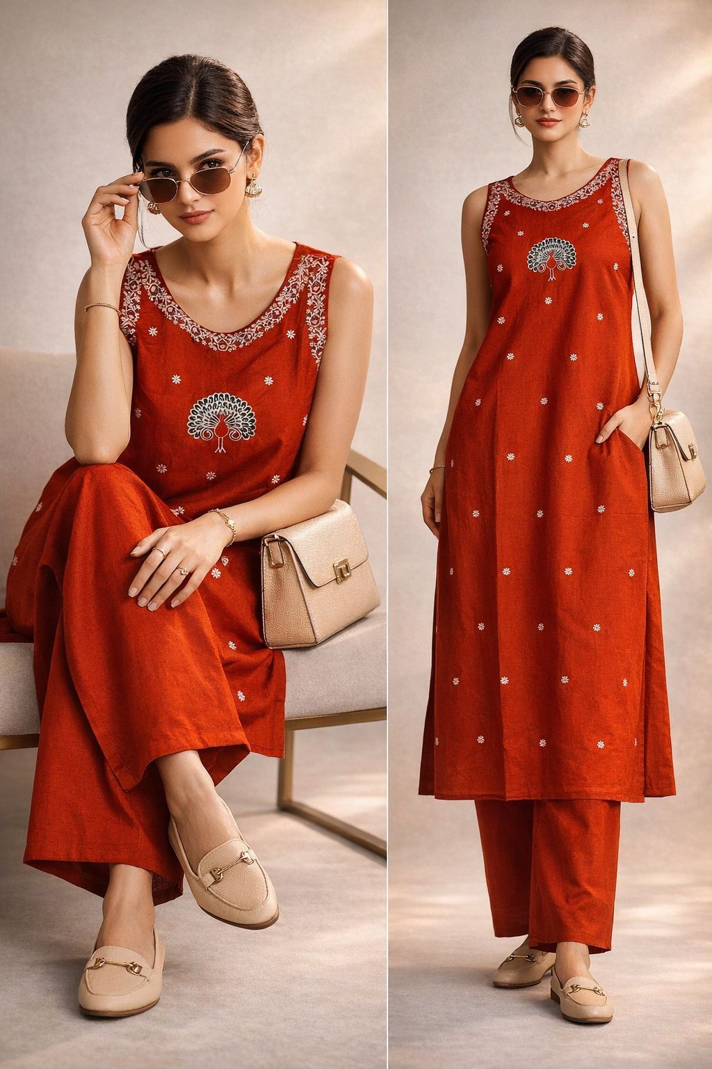 Summer Glow Cotton Embroidered Co-ord Set