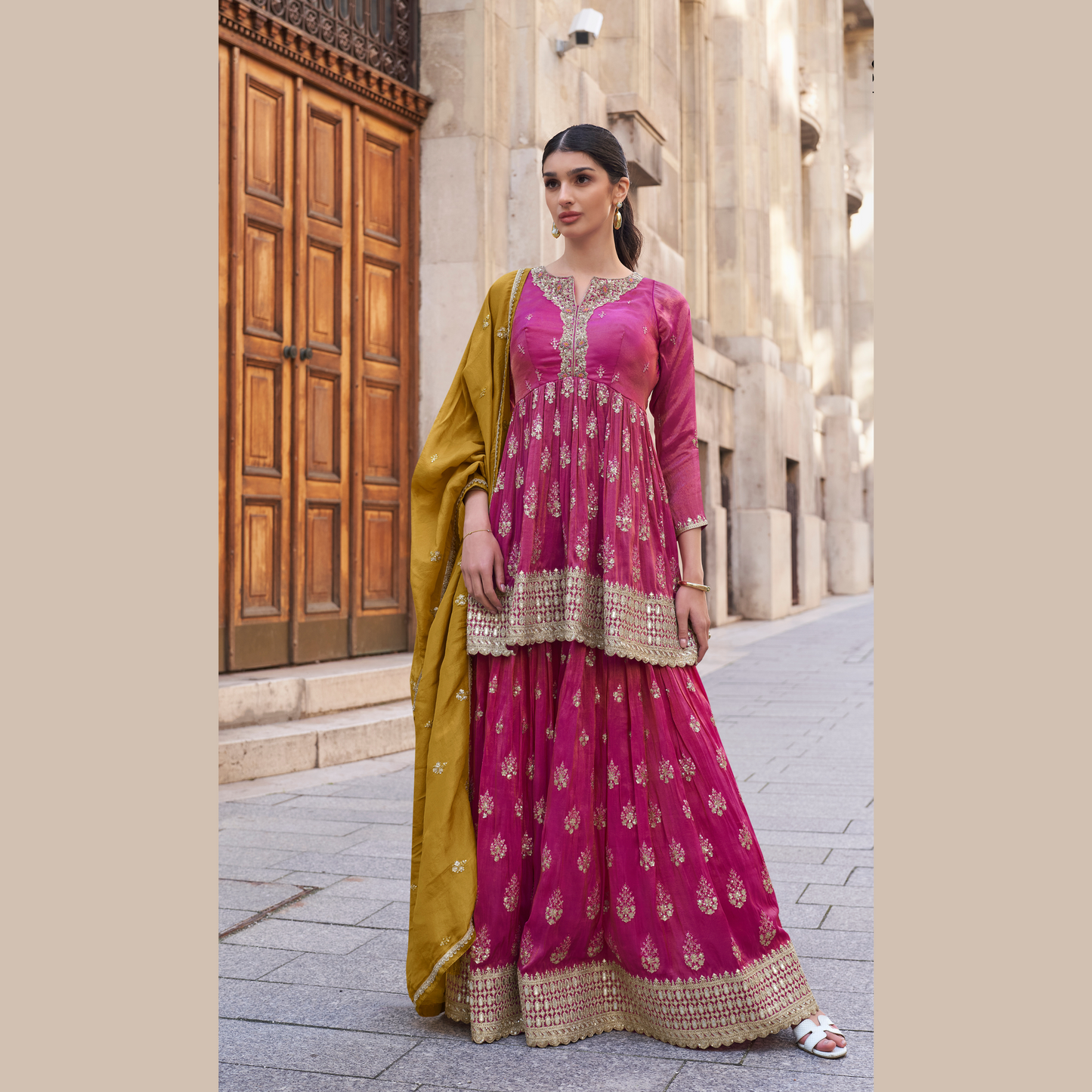 Timeless Elegance - Embroidered Sharara Kurti Set