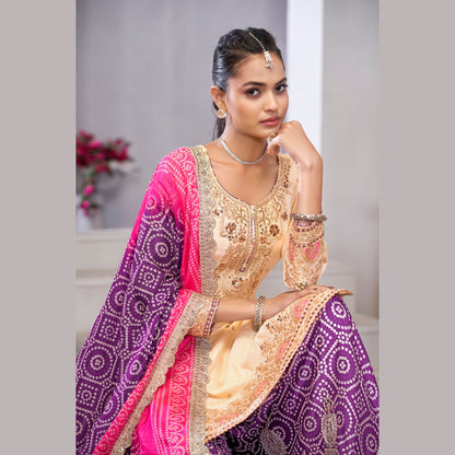 Orchid Bliss Purple & Ivory Chinon Palazzo Suit