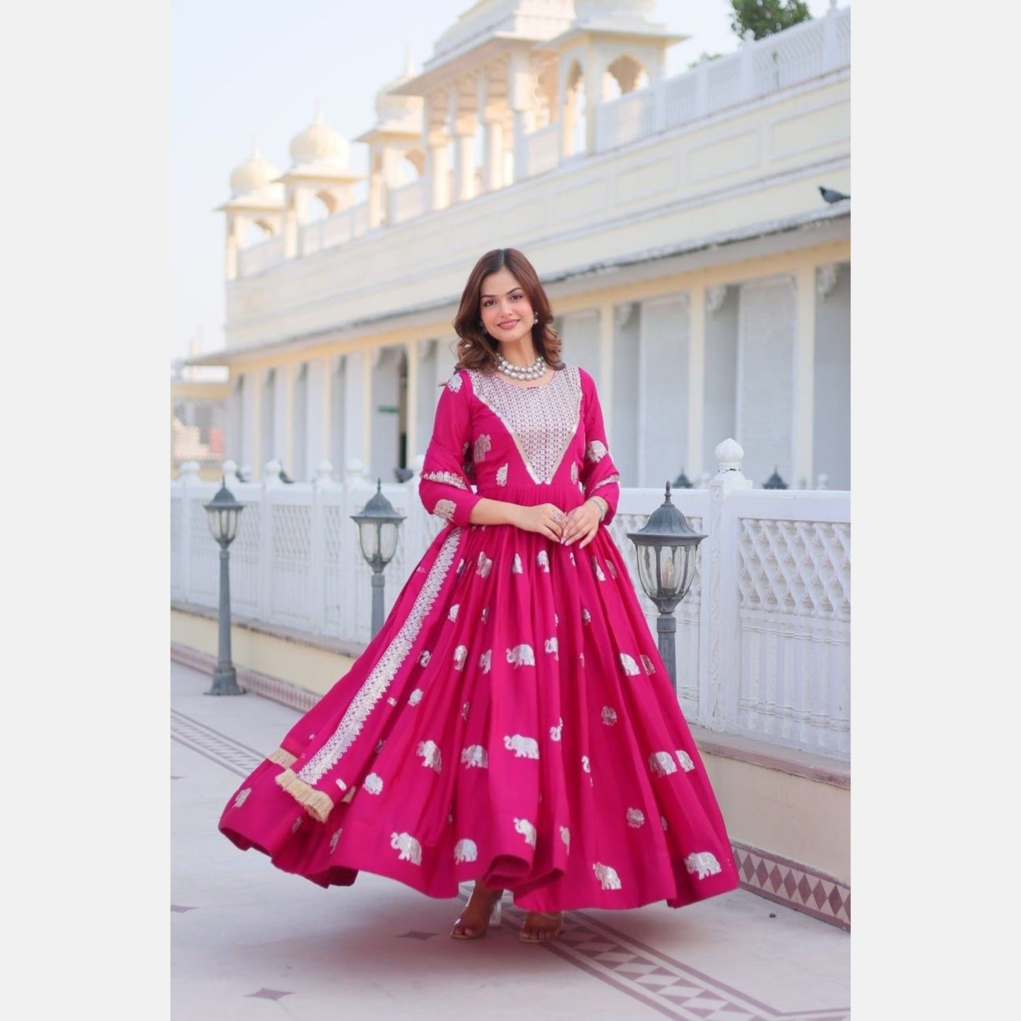 Heritage Glow flared gown