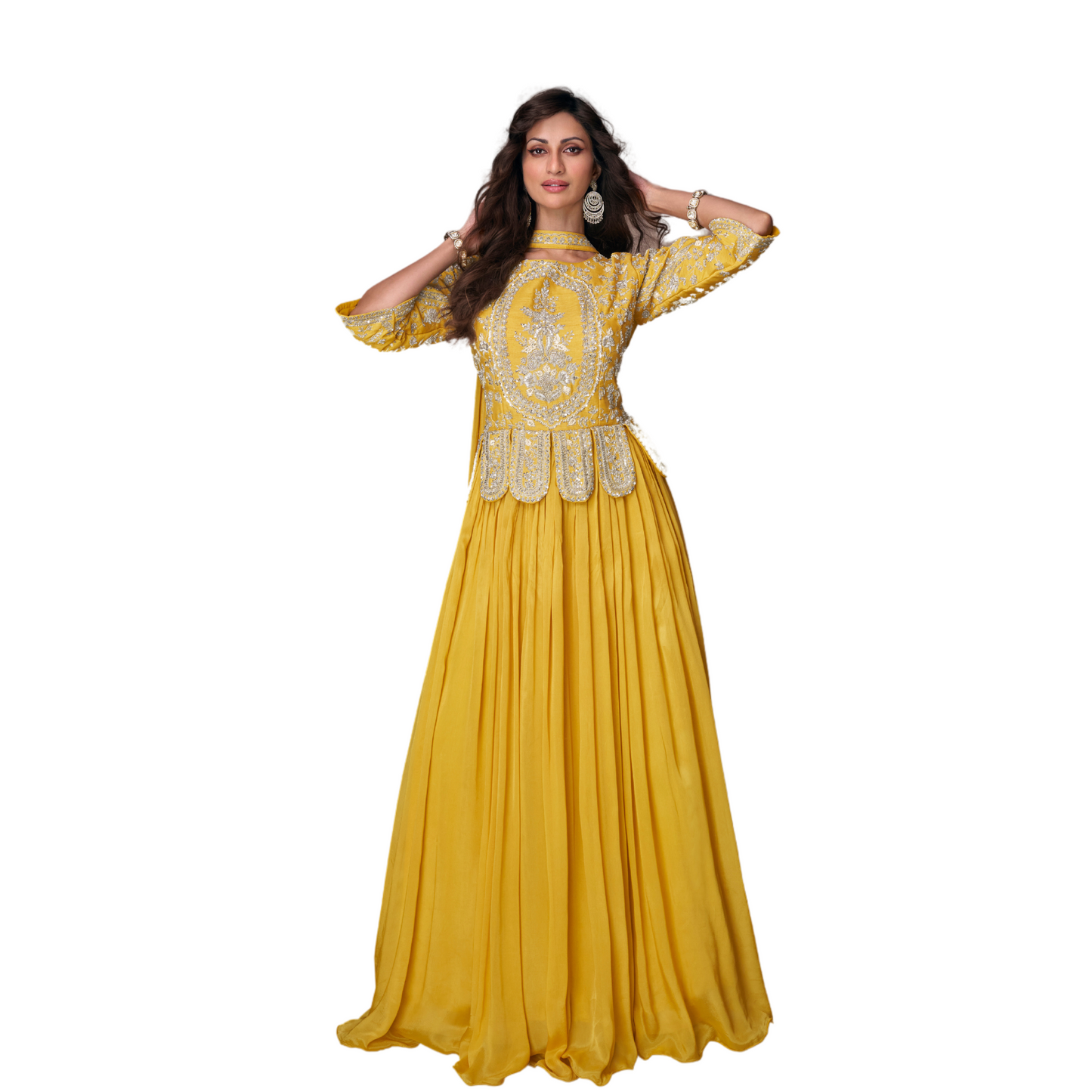 Majestic Charm Silk Ensemble floor-length Anarkali gowns