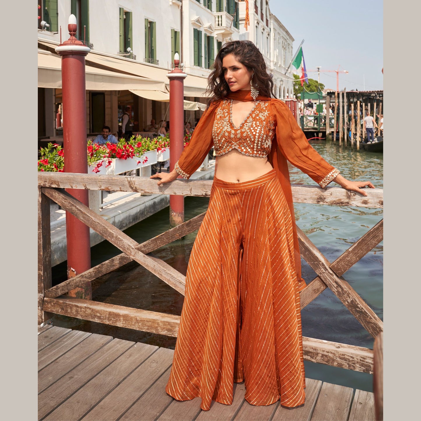 Noorvaan Rust Orange Cape Co-ord Set