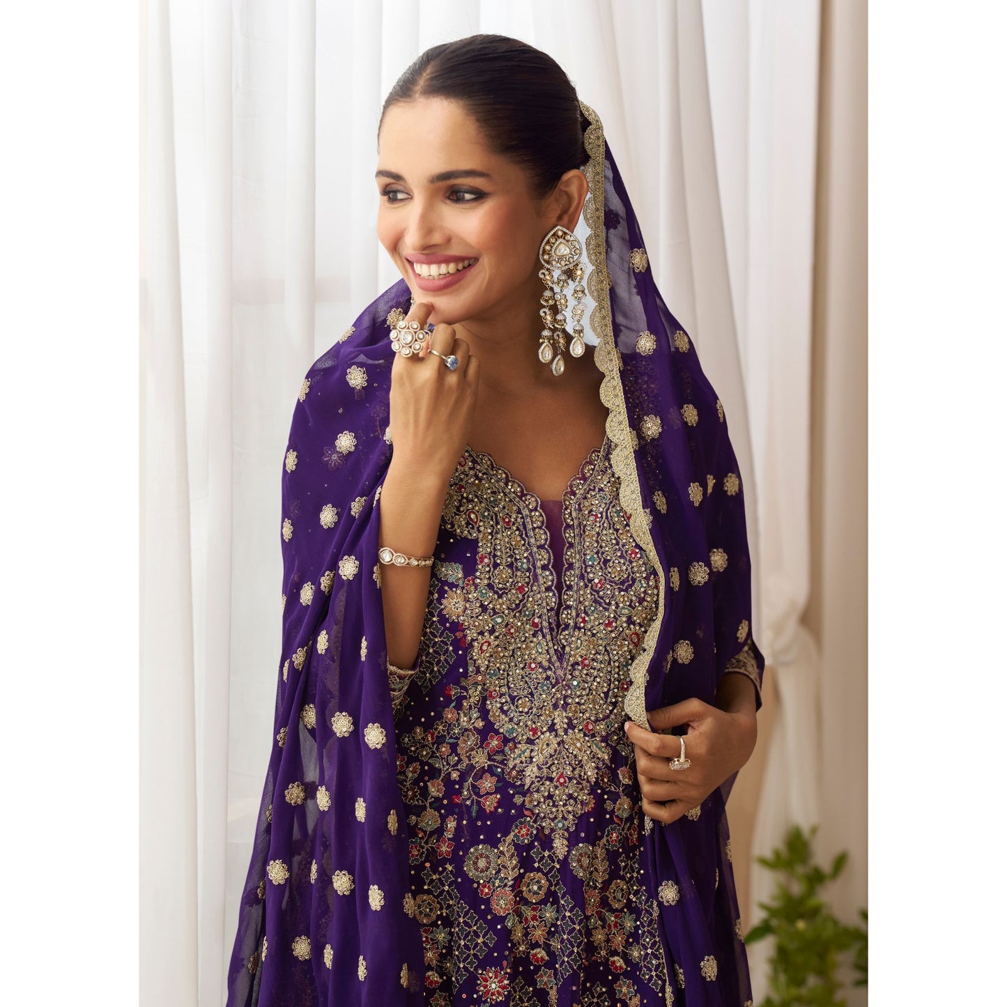 Zehra Blue Royal Embroidered Sharara Suit