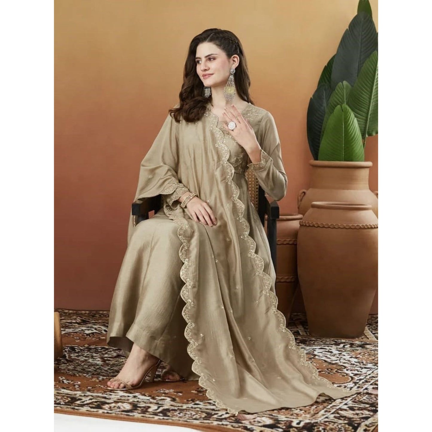 Zariah Gold  Embroidered Luxe Suit