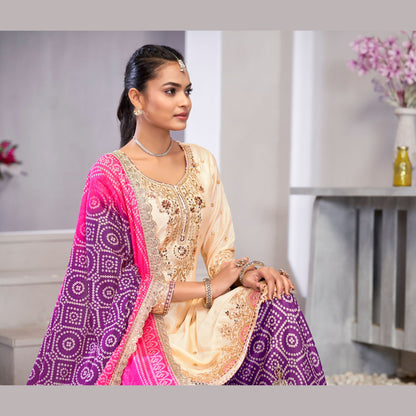 Orchid Bliss Purple & Ivory Chinon Palazzo Suit