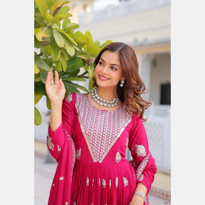 Heritage Glow flared gown