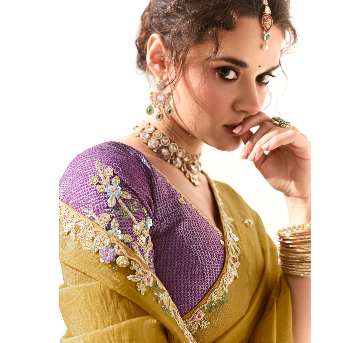 Yellow Runway Organza Tissue Saree with Heavy Embroidered Border – Designer Party Wear
