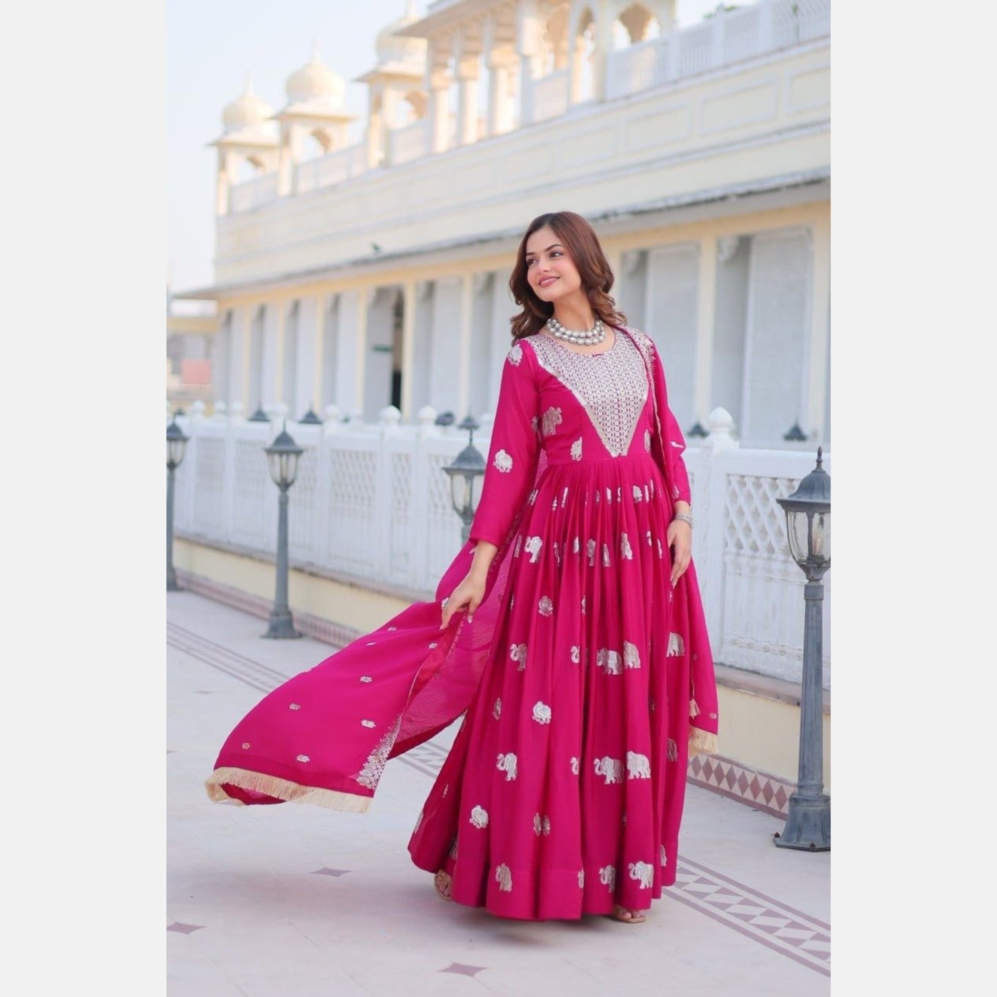 Heritage Glow flared gown