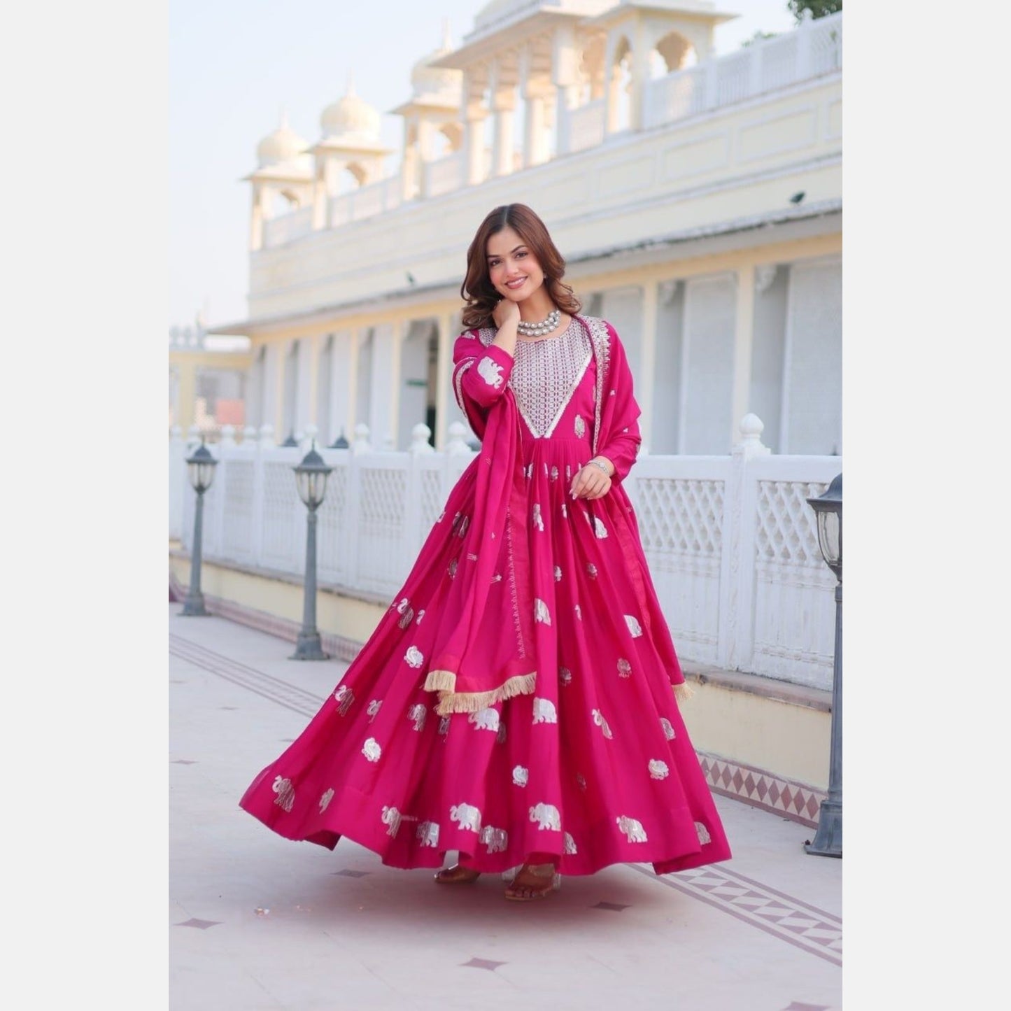 Heritage Glow flared gown