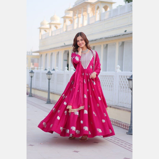 Heritage Glow flared gown