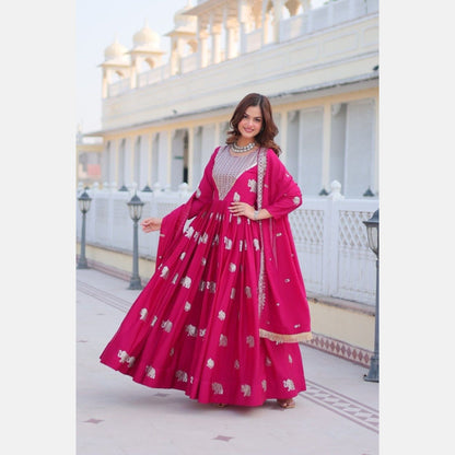 Heritage Glow flared gown