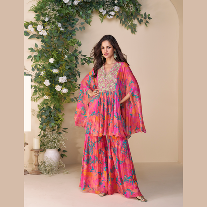 Phulkari Mehfil Kurta with Palazzo set