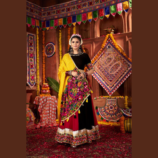 Marigold Noir Yellow & Black Navratri Lehenga Set