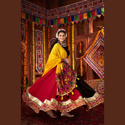 Marigold Noir Yellow & Black Navratri Lehenga Set