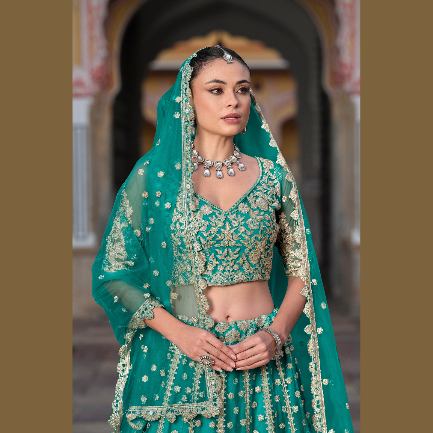 Designer Lahenga Choli Teal Majesty