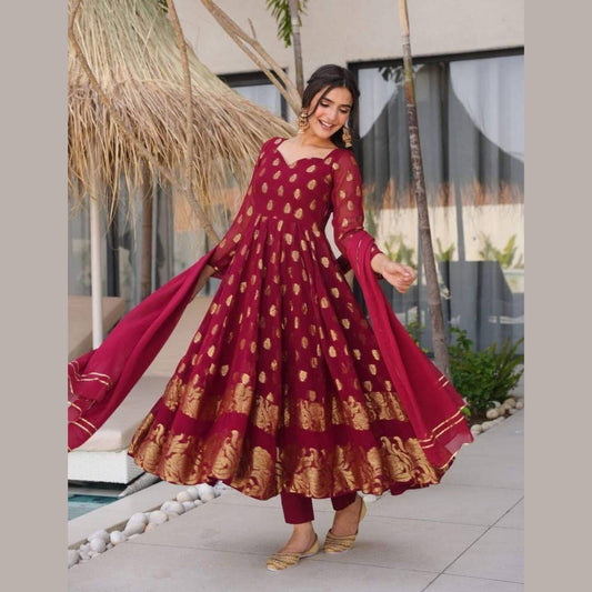 Gulnar Maroon Regal Anarkali Set