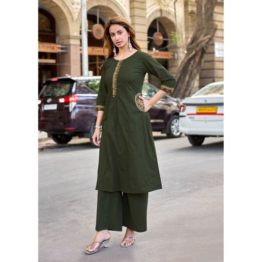 Desi Rang Dhabu Cotton Handwork Suit Set